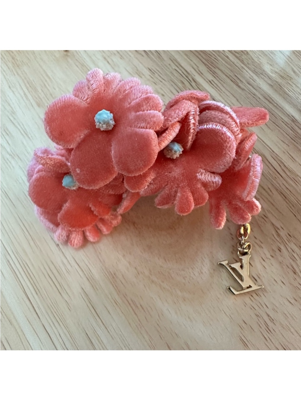Delicious Pink Velvet Floral Charm with Gold Hardware hair clip